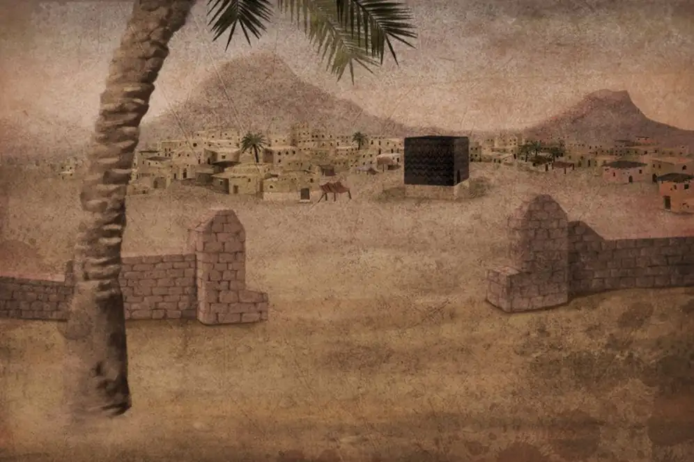 मोहम्मद पैगंबर (ﷺ) का इतिहास और उनकी शिक्षाएं 1 old scene makkah illustration