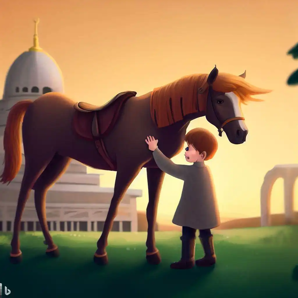 १० सच्ची छोटी नैतिक कहानियां हिंदी में 1 boy and horse ouside mosque story
